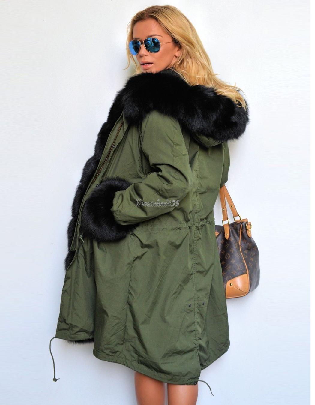 2016 Women's Warm Winter Faux Fur Hooded Parka Coat Overcoat ...