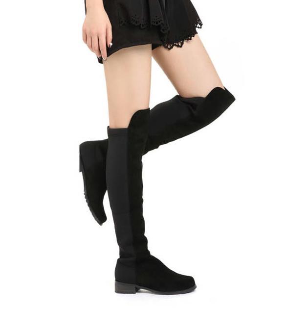 black over the knee boots flat heel