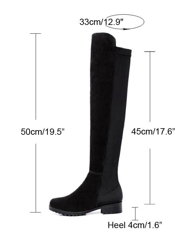 flat heel thigh high boots black