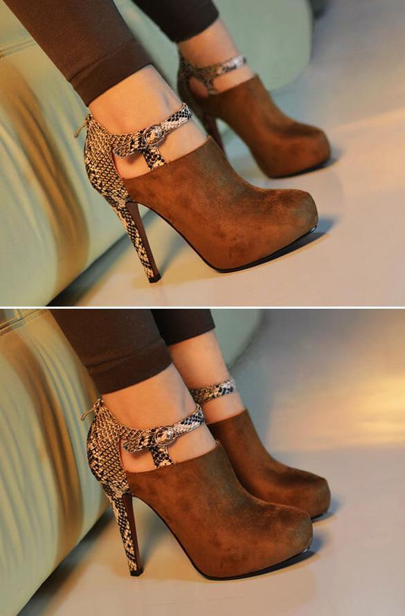 suede snakeskin booties
