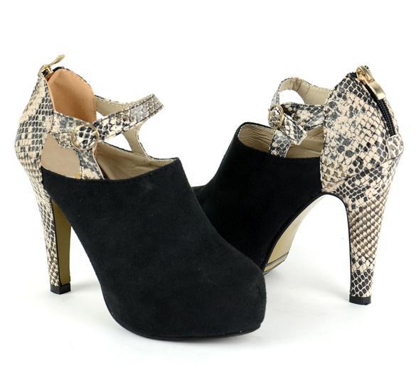 suede snakeskin booties