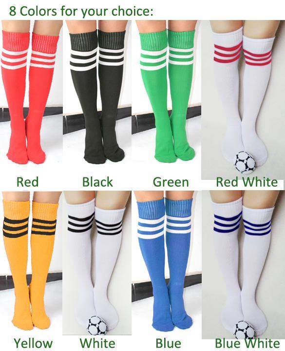 New Men Ladies Stripe Soccer Football Running Knee High Tube Socks ...