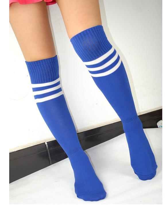 New Men Ladies Stripe Soccer Football Running Knee High Tube Socks