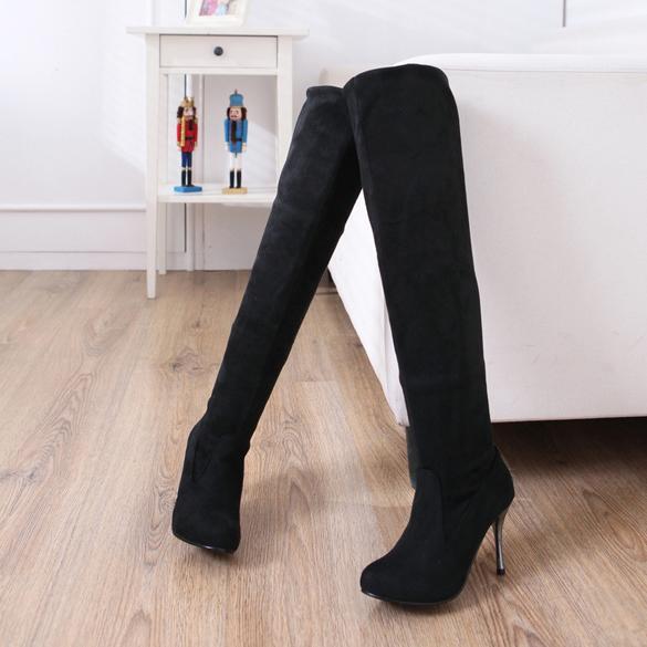 high heel suede over the knee boots
