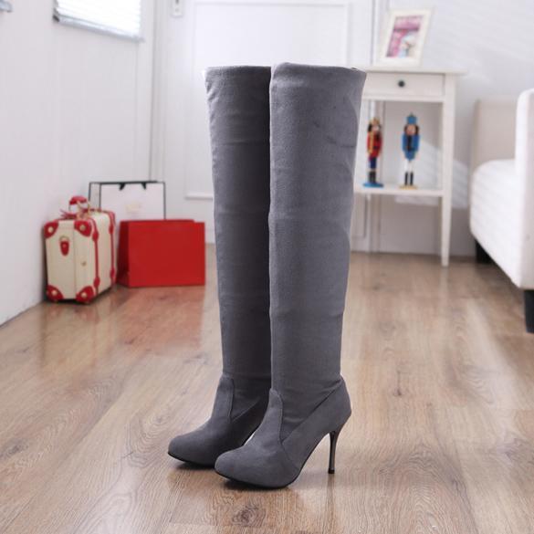 high heel suede over the knee boots