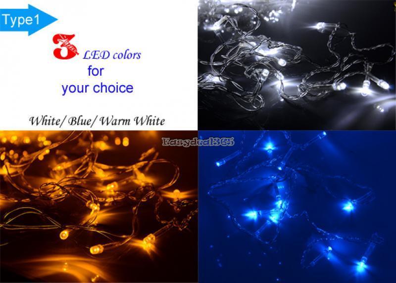 NEU LEDs Lichterkette Vorhang Lichter Beleuchtung Weihnachten Baum EU