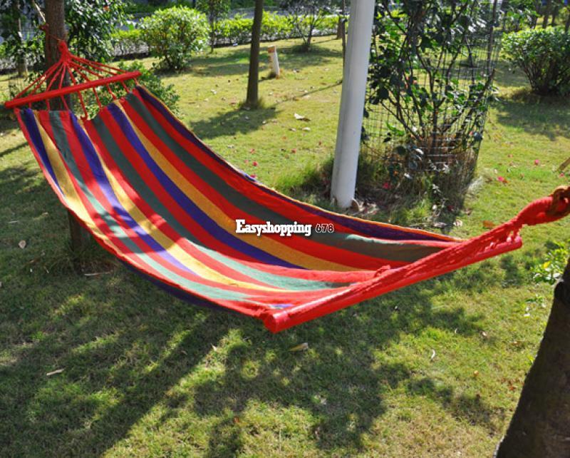 76" x 31"Quilted Fabric Double Spreader Bar Outdoor Camping Hammock ES9P US SHIP