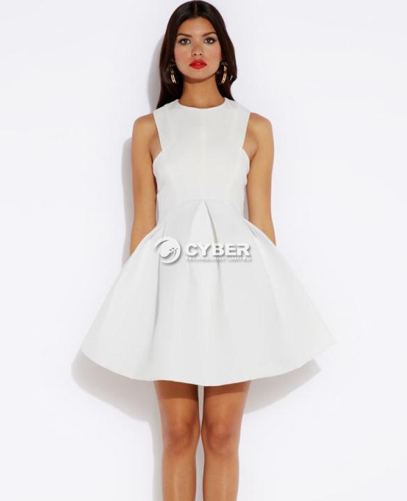 Sexy Lady Retro Slim Bubble Ruffle Frill Flared Skater Dress Prom Cocktail Dress eBay