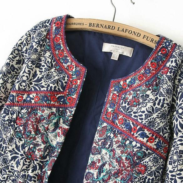 Women Vintage Ethnic Embroidered Floral Print Quilted Jacket Coat Cardigan WST eBay