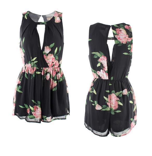 chiffon romper playsuit overall floral cocktail chiffon romper playsuit overall floral cocktail