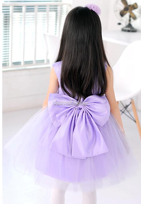 Purple Christmas Wedding Bridal Bridesmaid Organza Kids Big Bow Girl ...