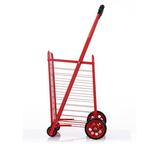 Folding Jumbo Shopping Cart Basket Rubber Wheels Laundry Grocery Travel