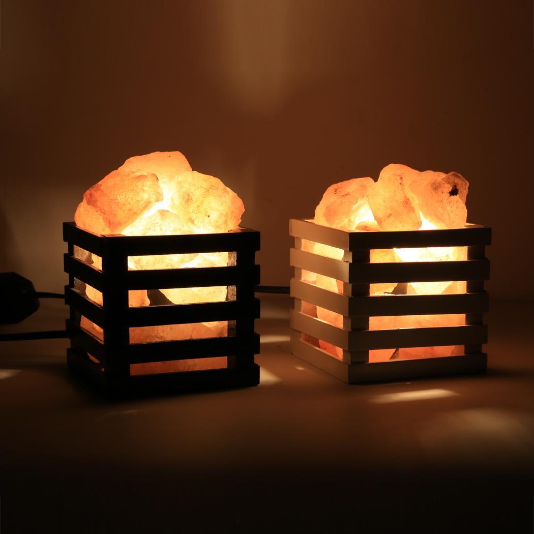 Hollow Design Himalayan Rock Salt Lamp + Black/White Basket Bedroom Decor hfor eBay
