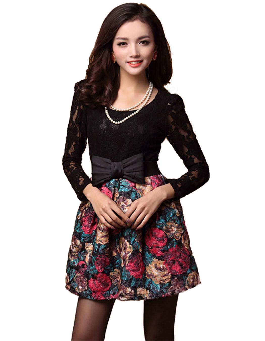Sexy Women Floral Lace Skirt Party Evening Cocktail Long Sleeve Short Mini Dress Ebay 