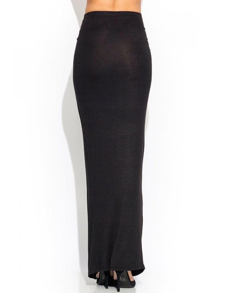 ruched side split maxi skirt