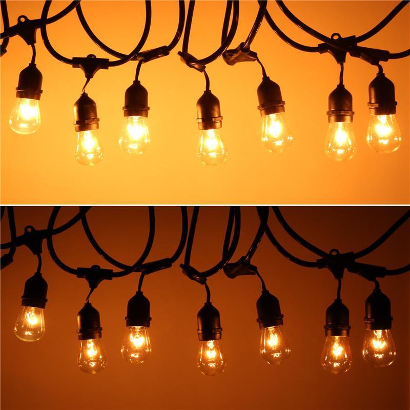 48 Foot Vintage Patio String Lights Warm White 15x E26 Bulbs Indoor/Outdoor ES88 eBay