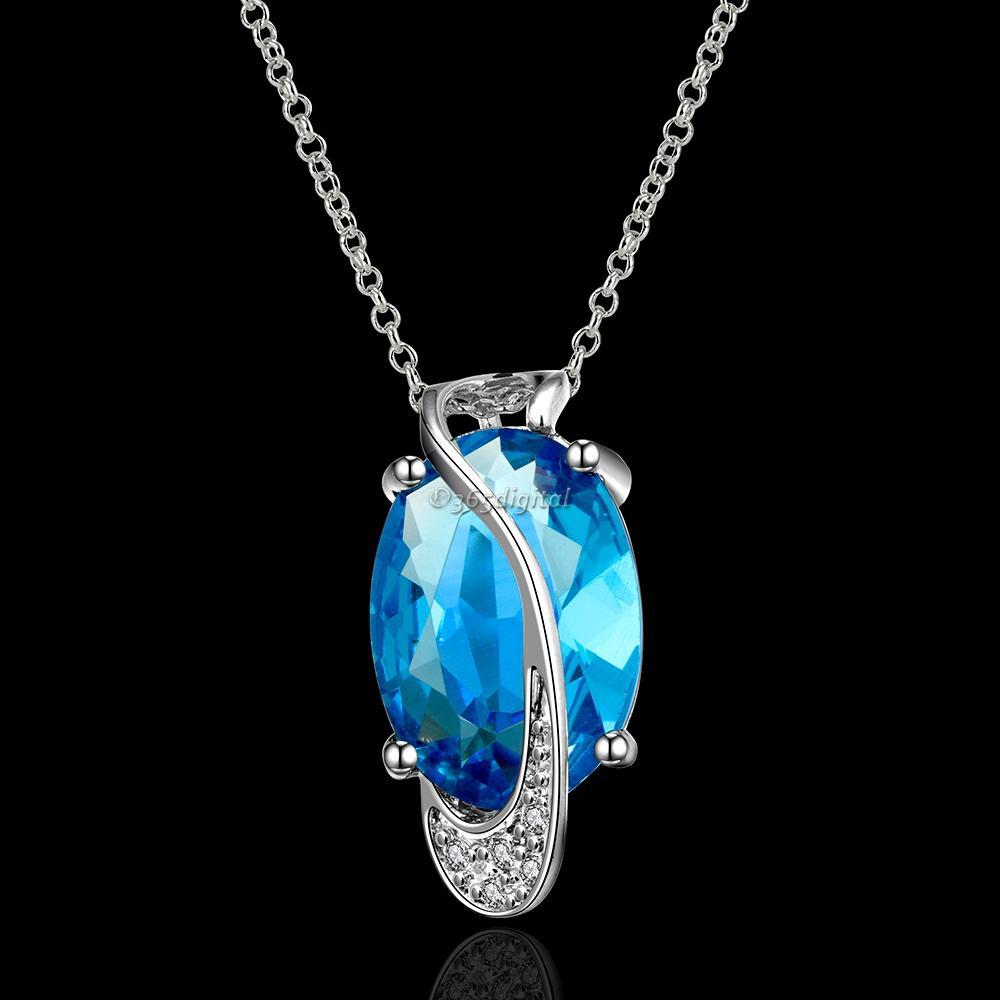 Women Siver Chain Platinum Plated Pendant Necklaces Crystal Rhinestone 35DI | eBay