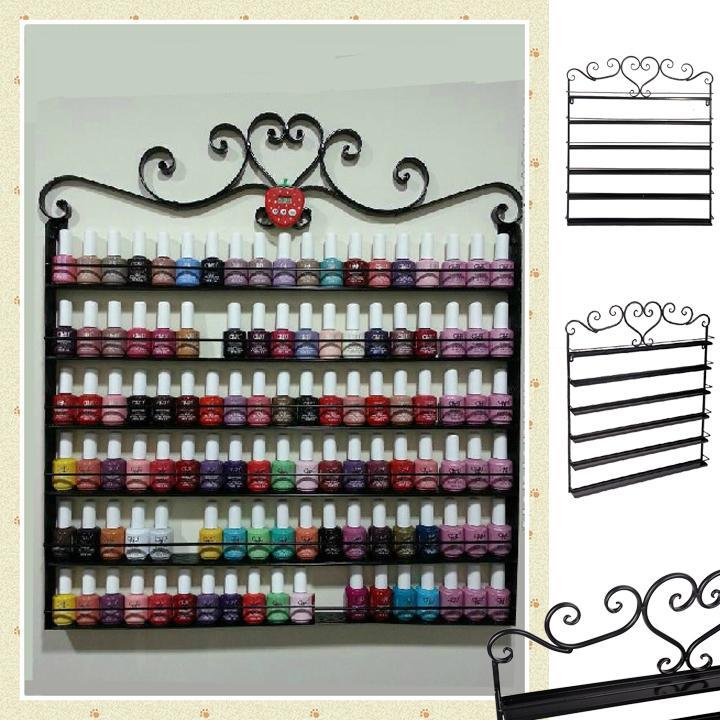 New Heart Black Metal Nail Polish Display Wall Rack Fit Up To 108