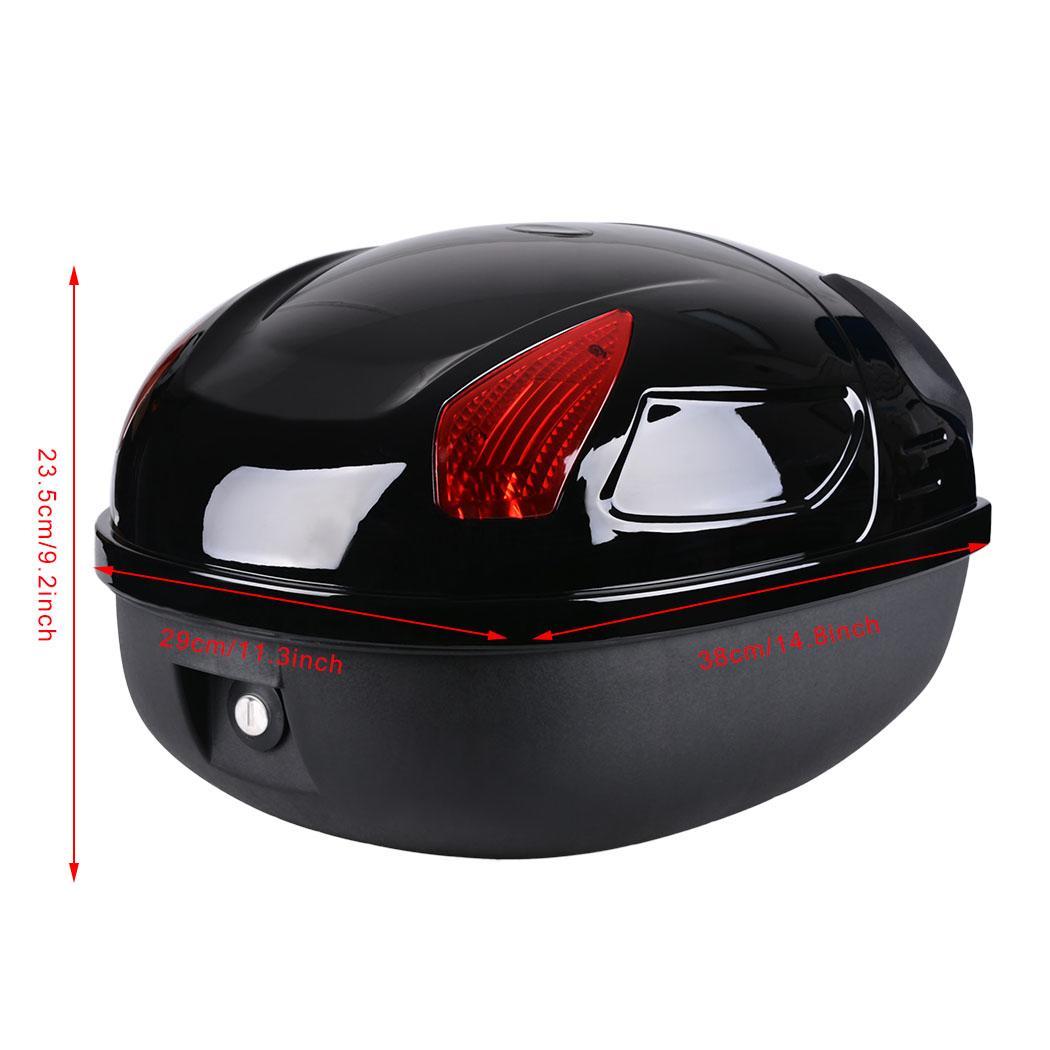 15"In Black Motorcycle Trunk Tail Box Luggage W / Top Rack Backrest