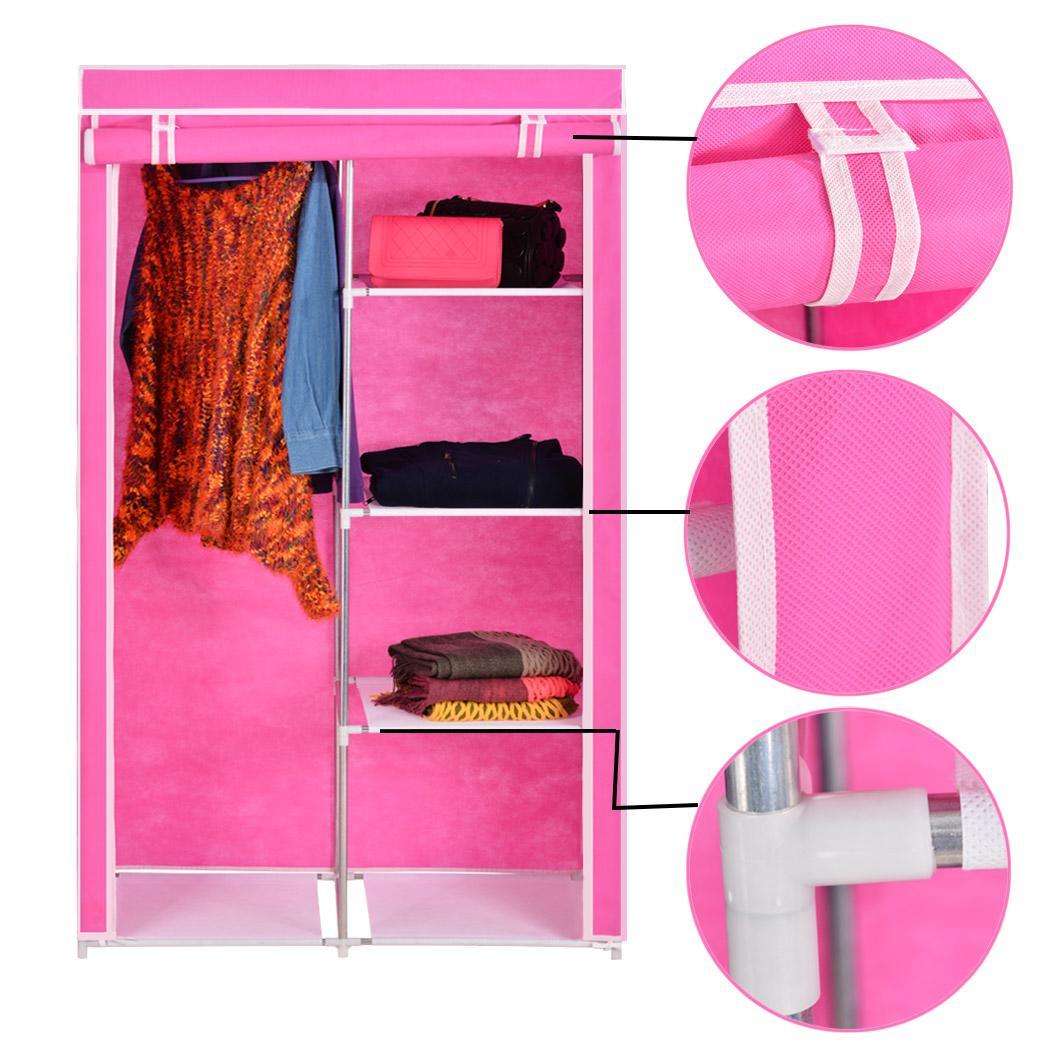 Home DIY Portable Closet Storage Organizer Wardrobe Clothes Rack W