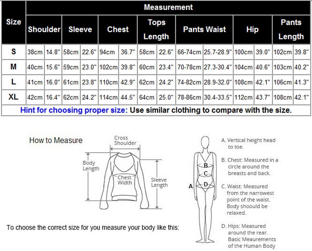 European american pants size chart unisex