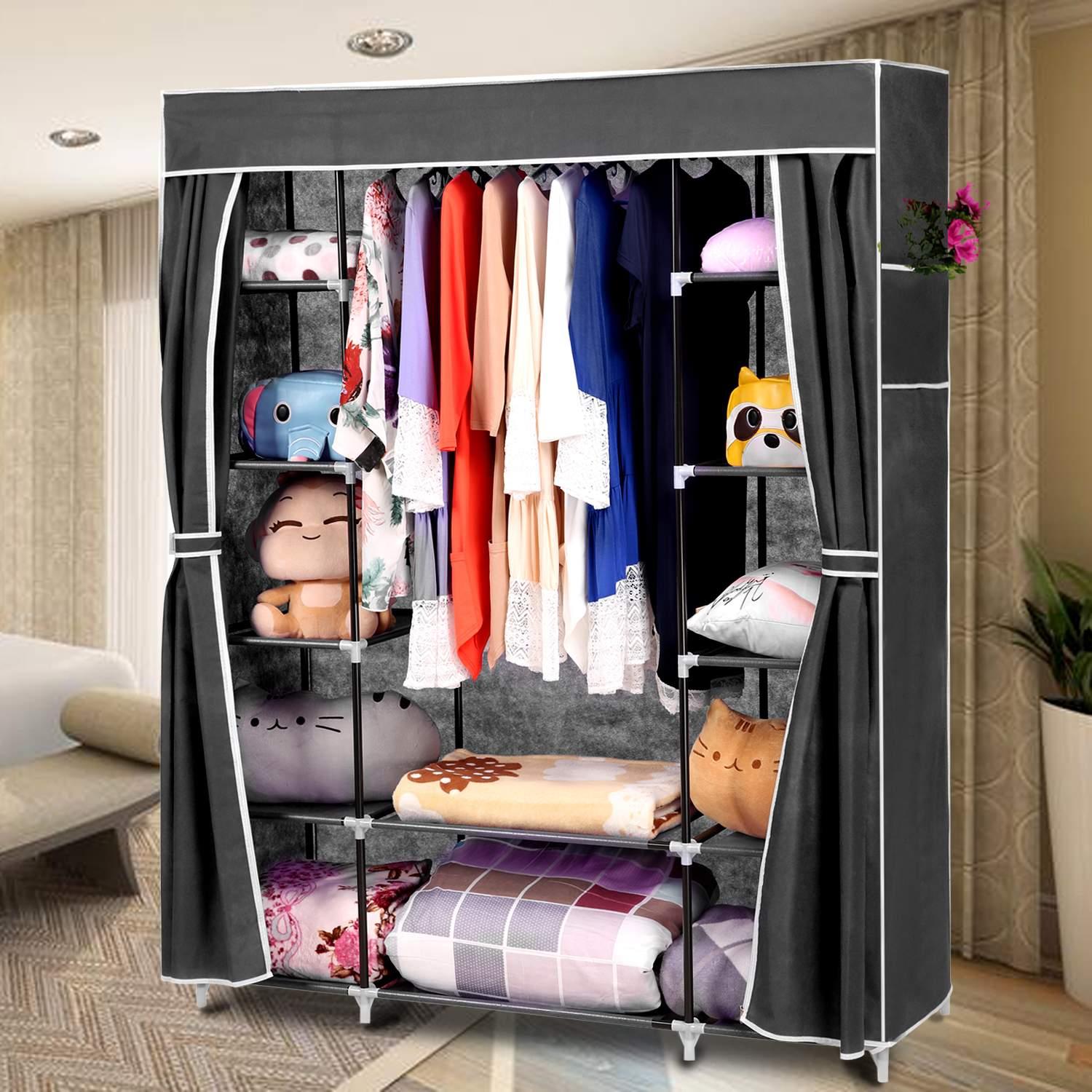 Doble Triple Tela Lona Ropa Organizador De Almacenamiento Armario Rinconera Barato ~ Doble Triple Tela Lona Ropa Organizador De Almacenamiento