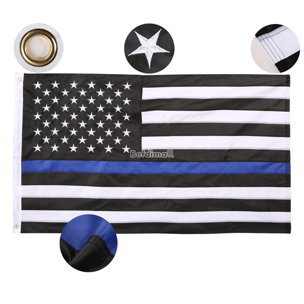 meaning black stripe of blue flag with american Stars Stripes Banner Line Nylon Blue US Foot Flag Embroidered Sewn USA
