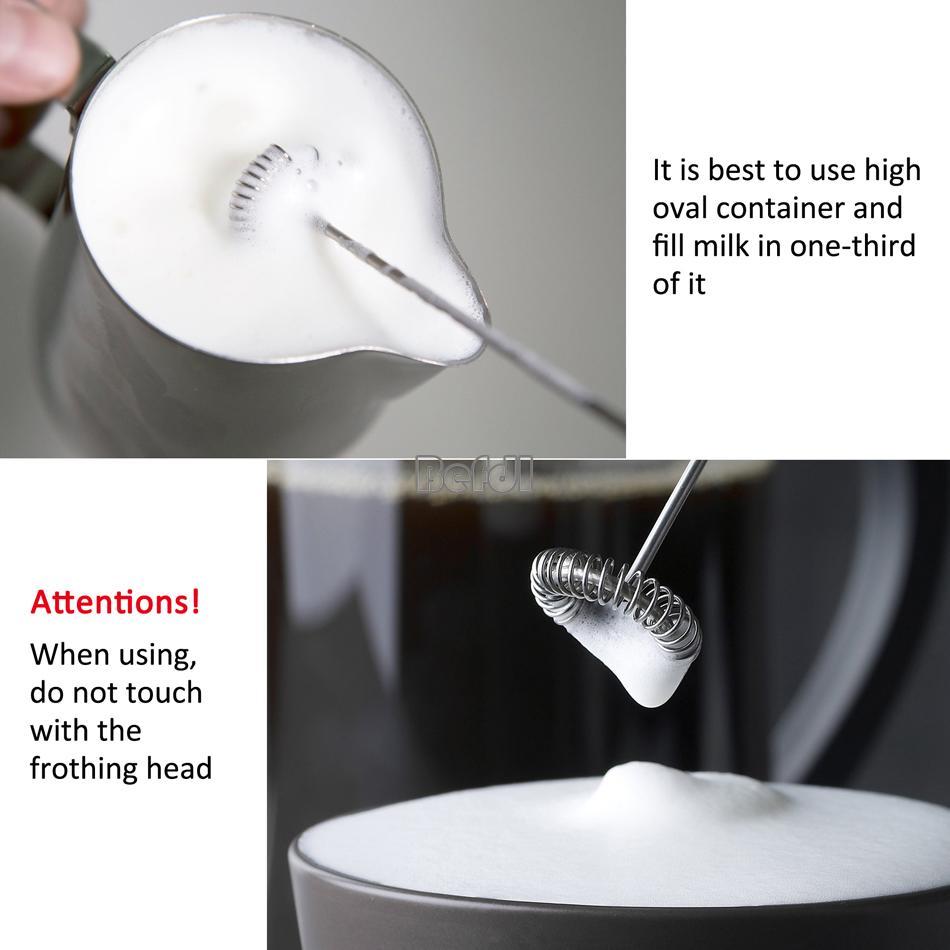 Homdox Electric Milk Frother Handheld Foamer Cappuccino Latte Cordless 