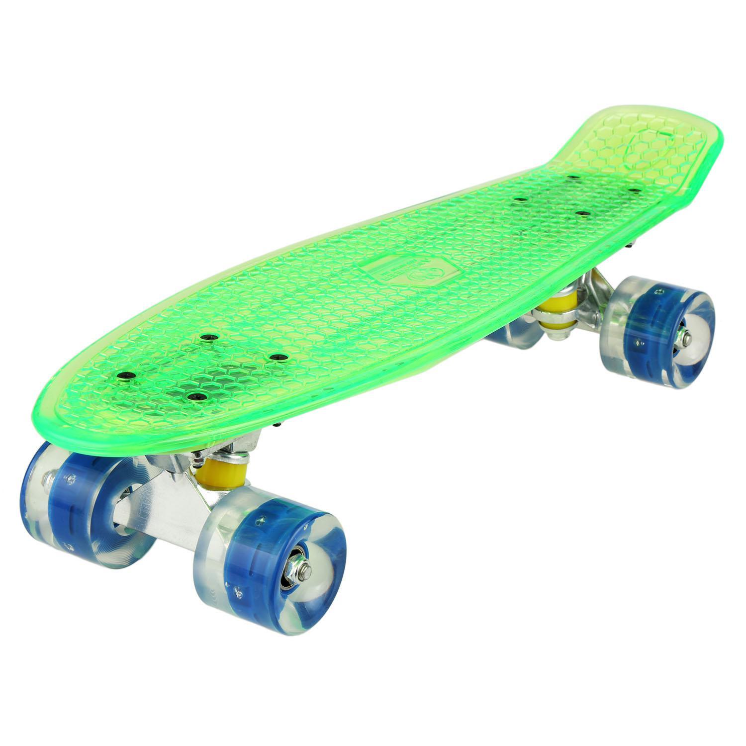 22" Mini Cruiser Skateboard 4 LED Light Up Wheels Transparent Deck eBay