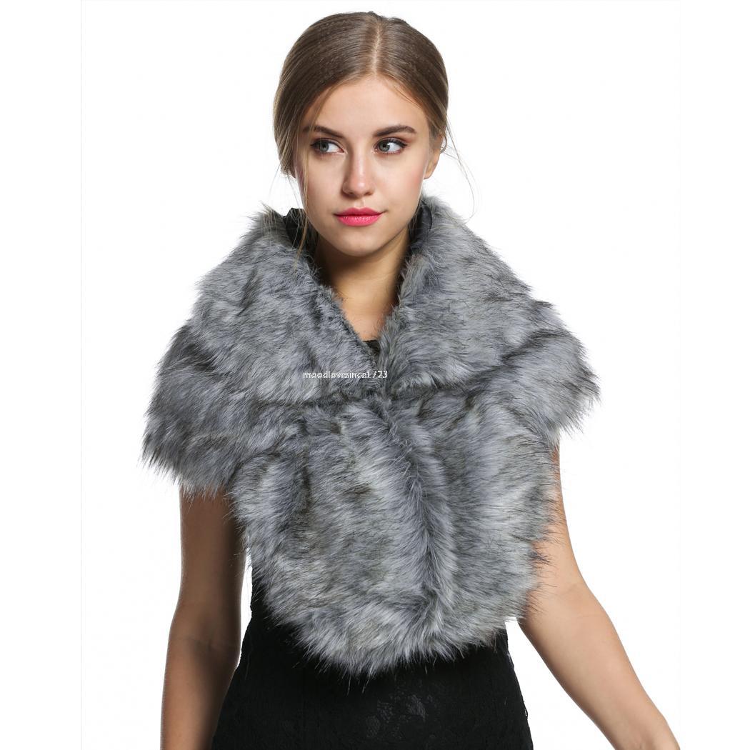 fur shawl over dress