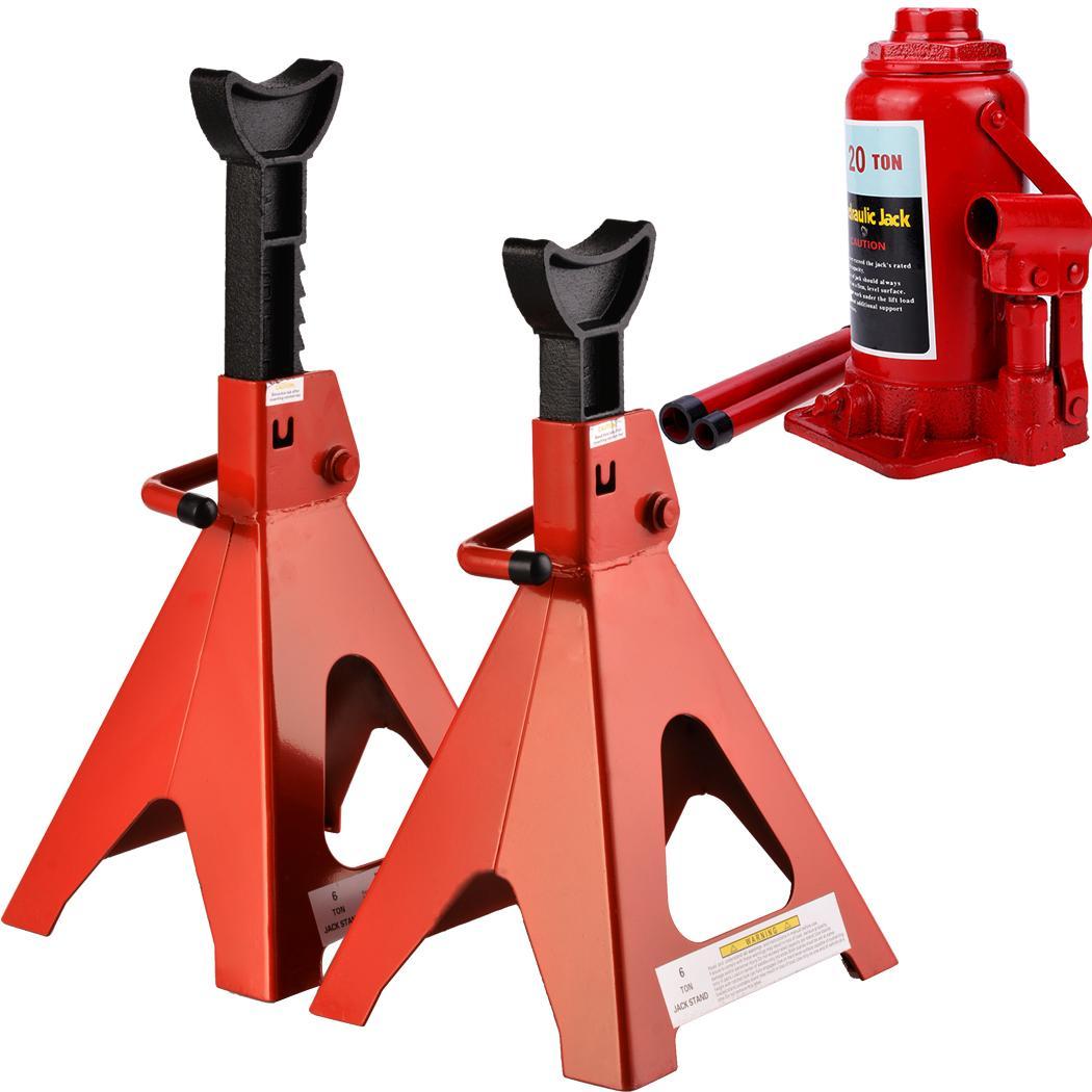 20 Ton Hydraulic Trolley Jack Car Van & 2x 6T Axle Stands garage repair