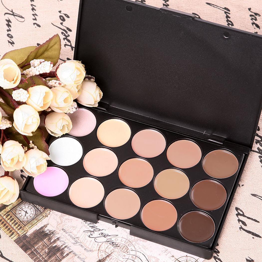 15 Colors Contour Cream Makeup Concealer Palette + Sponge Puff Powder