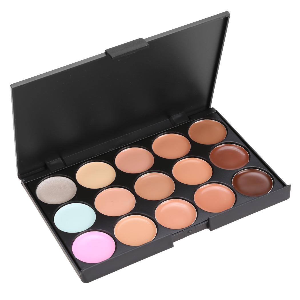 15 Colors Contour Cream Makeup Concealer Palette + Sponge Puff Powder