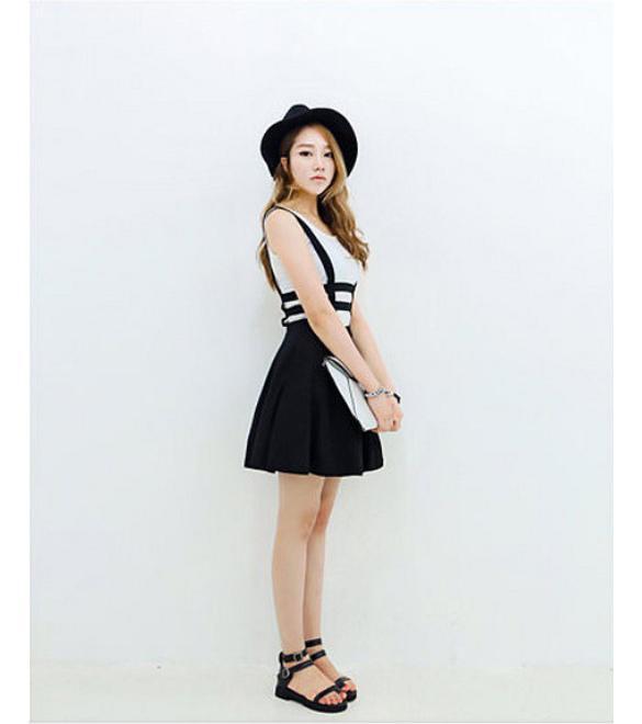 mini skirt high waisted pleated skater flared suspender braces dress ebay mini skirt high waisted pleated skater flared suspender braces dress ebay