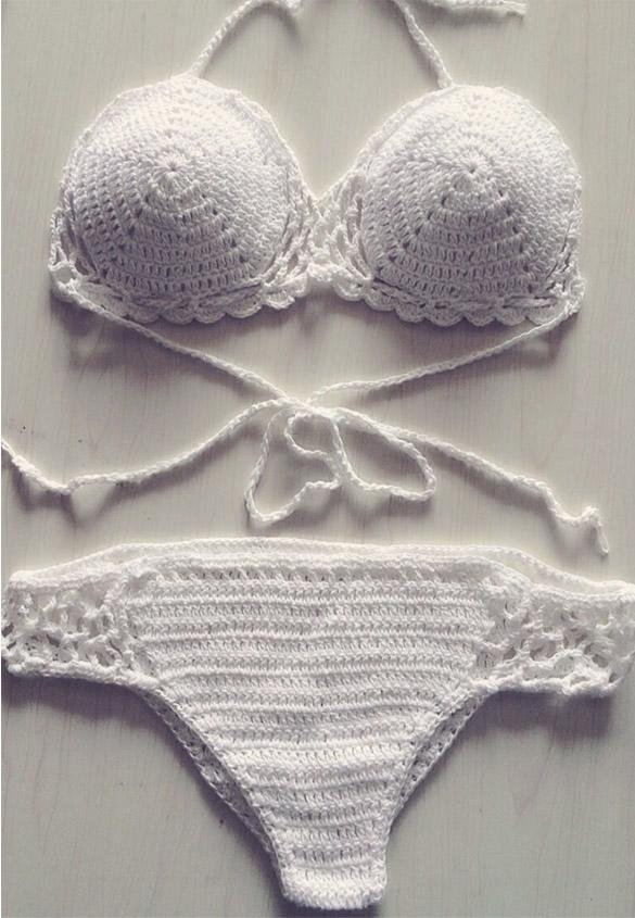 Women Crochet Lace Bralette Knit Bra Boho Beach Bikini Halter Cami Tank Crop Top EBay