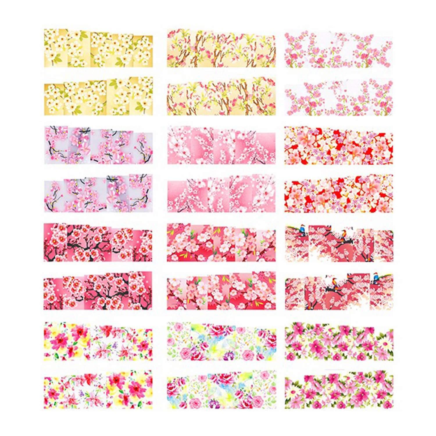 24 Sheet Floral Print Nail Art Sticker Set | 11street Malaysia - Nails ...