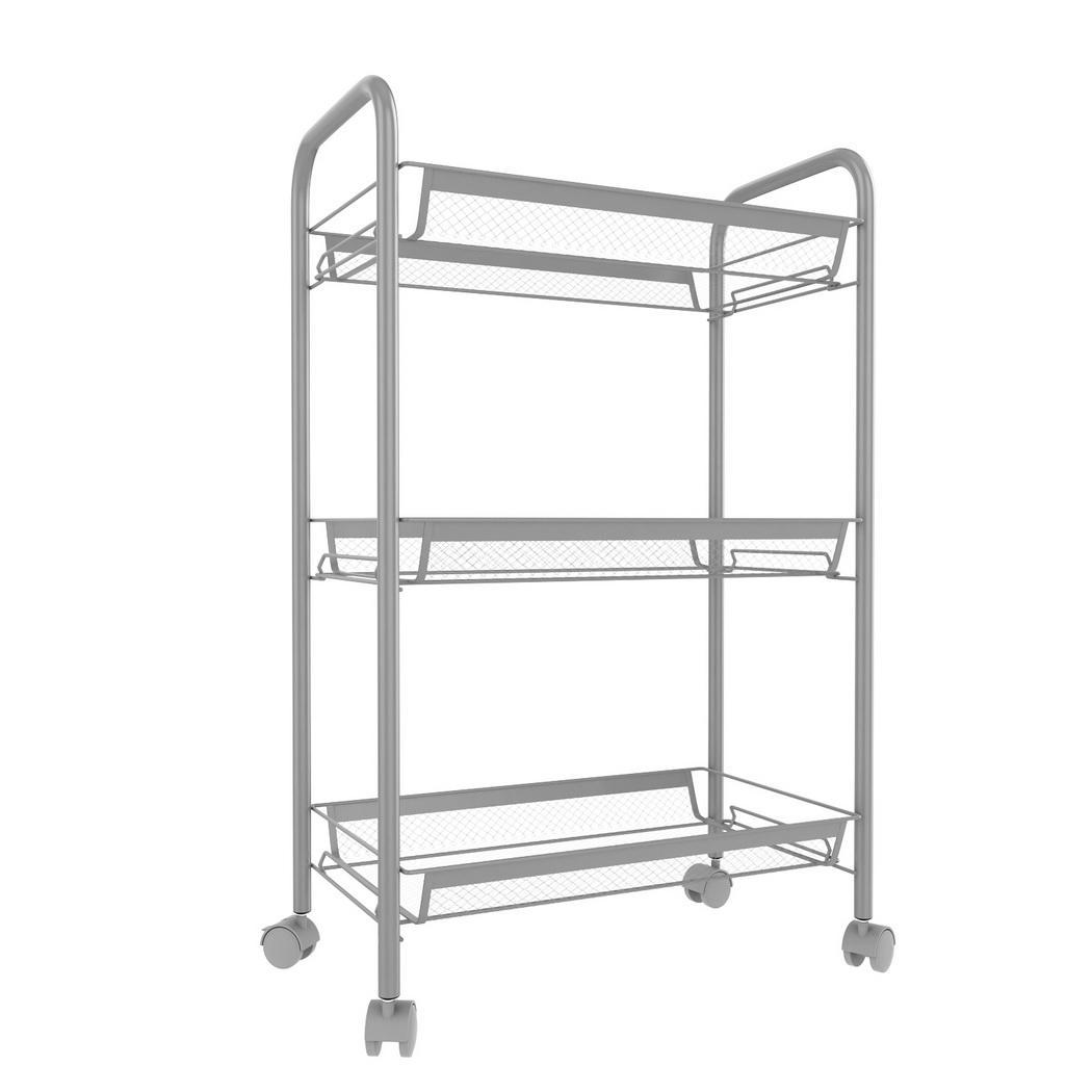 4Tier White Metal Rolling Storage Shelving Rack with Wheels Wire