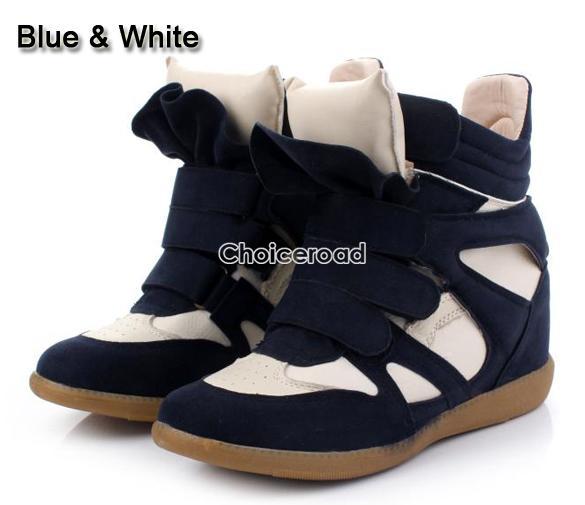 Fashion Womens Velcro Strap High-TOP Sneakers Shoes/Ladys Ankle Wedge ...