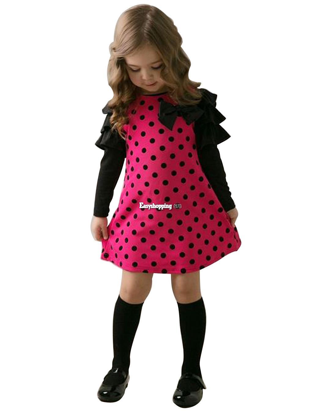Hot Children Clothes Cute Girls Princess Lovely Dots One Piece Dress 4 Sizes