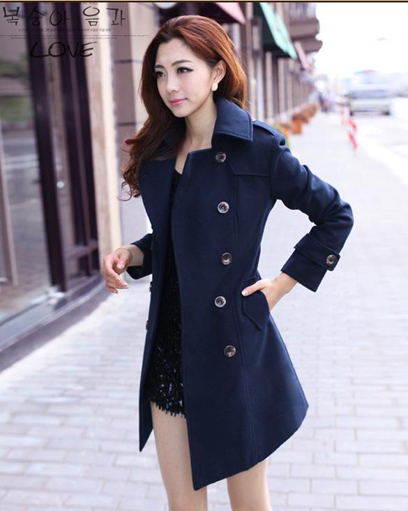 New Double Breasted Womens Lady Trench Winter Coat Peacoat Long Dress ...