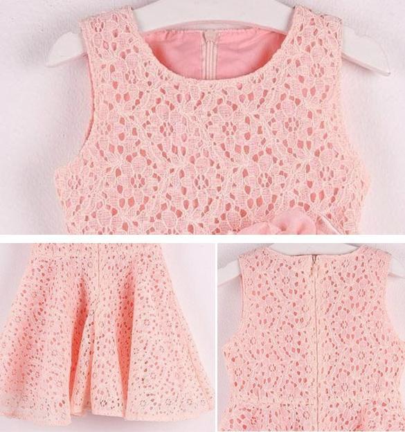 VE4A Girl Baby Kid Wedding Lace Flower Sleeveless Princess 1 6Y Dress Clothing