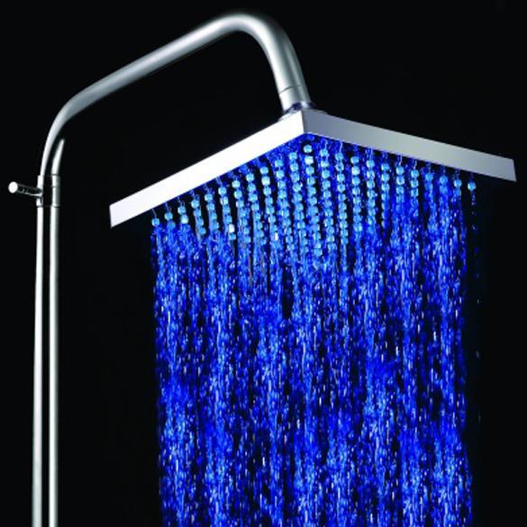 LED Light Square Rain Shower Head Bathroom Bath Glow Changing RGB 3Colors B1 New