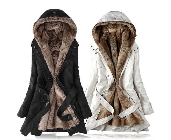 Women Winter Coat with Faux Fur Ling 2 in 1 Hood Fur Parka Overcoat ...