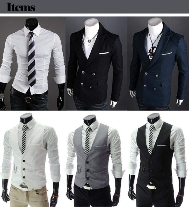 New Stylish Men Casual Slim Fit Two Button Shirt/ Vest Blazer Coat ...