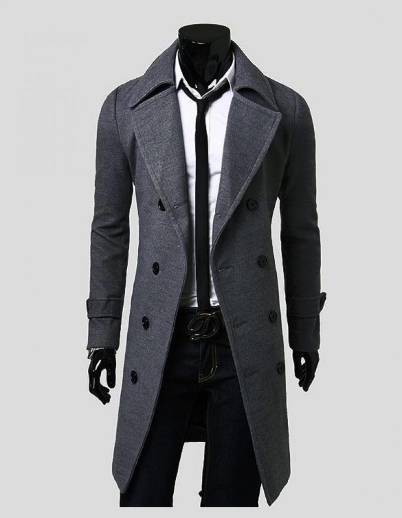 Winter Men Slim Warm Trench Coat Long Jacket Shirt Suit Double Breasted ...