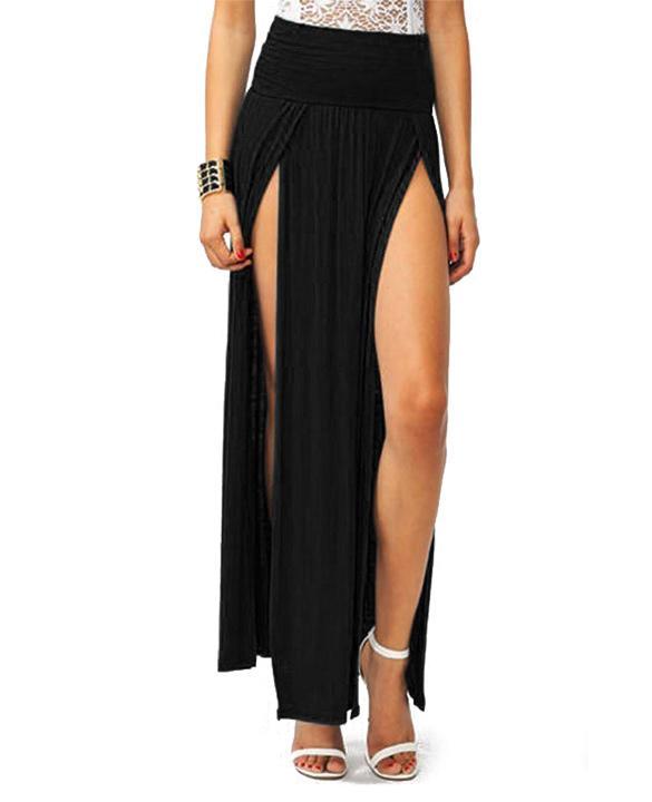 Two Piece Bodycon High Waist Double Slits Skirt Long Sleeve Dress EA | eBay