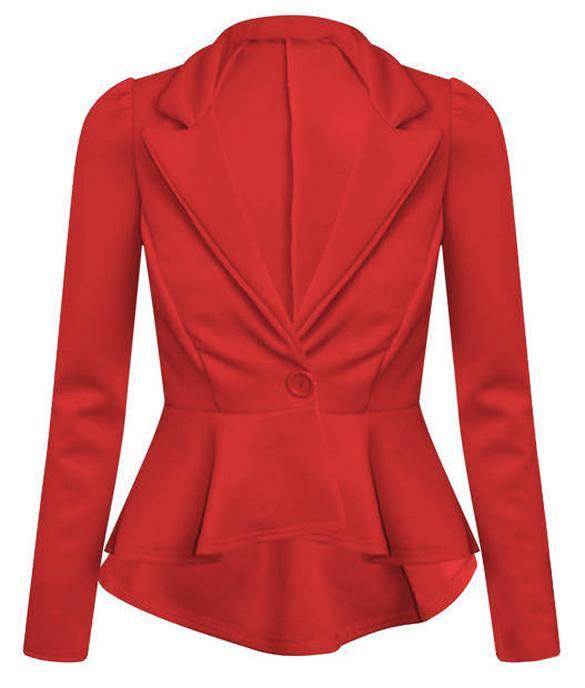 Womens Crop Frill Shift Fitted Peplum Cardigan Blazer Ladies Jacket ...