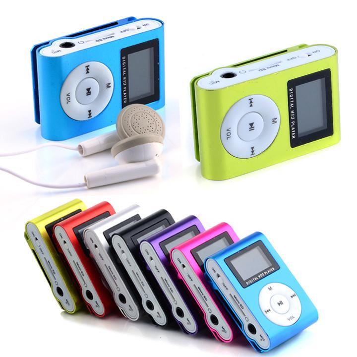 Lecteur MP3 +écouteur Écran LCD Métal Mini Clipon Lecteur MP3 avec carte Micro TF slot SD