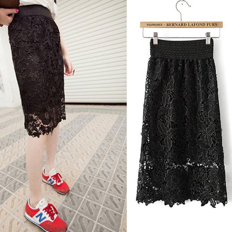 Women Sexy Crochet Embroidery Floral Flower Lace Pencil Skirt dress ...