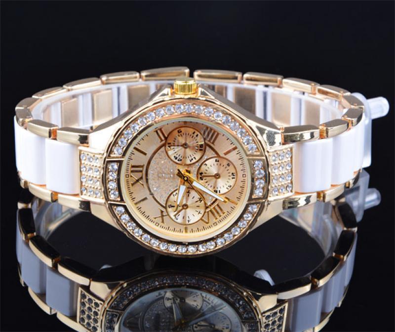 New Womens Bling Crystal Stainless Steel Dial Quartz Analog Wrist Watch